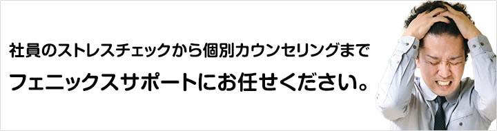 社員のストレスチェックから個別カウンセリングまで
フェニックスサポートにお任せください。
